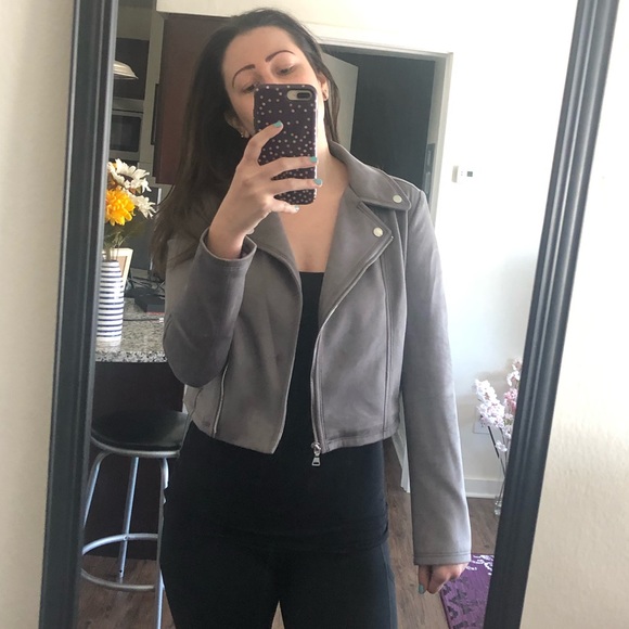 Express Jackets & Blazers - Express Faux Suede Cropped Moto Jacket